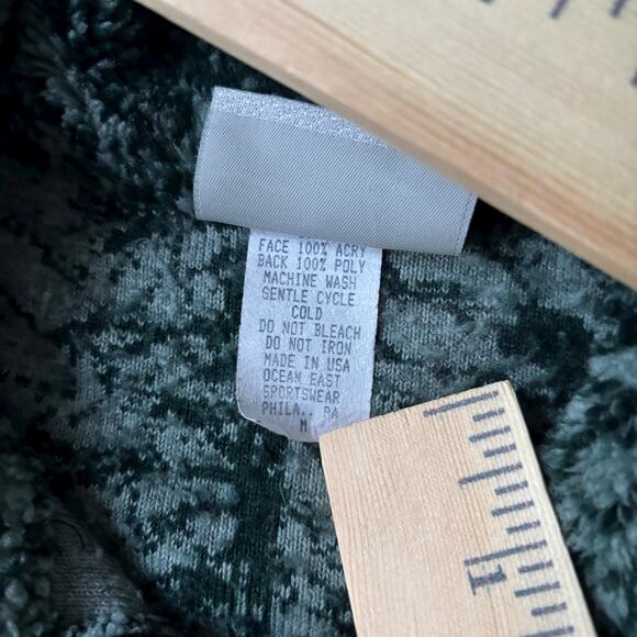 Ocean East M Vintage Fleece Zip Up Jacket Green Forest Print 90s Relaxed Fit - Picture 5 of 5